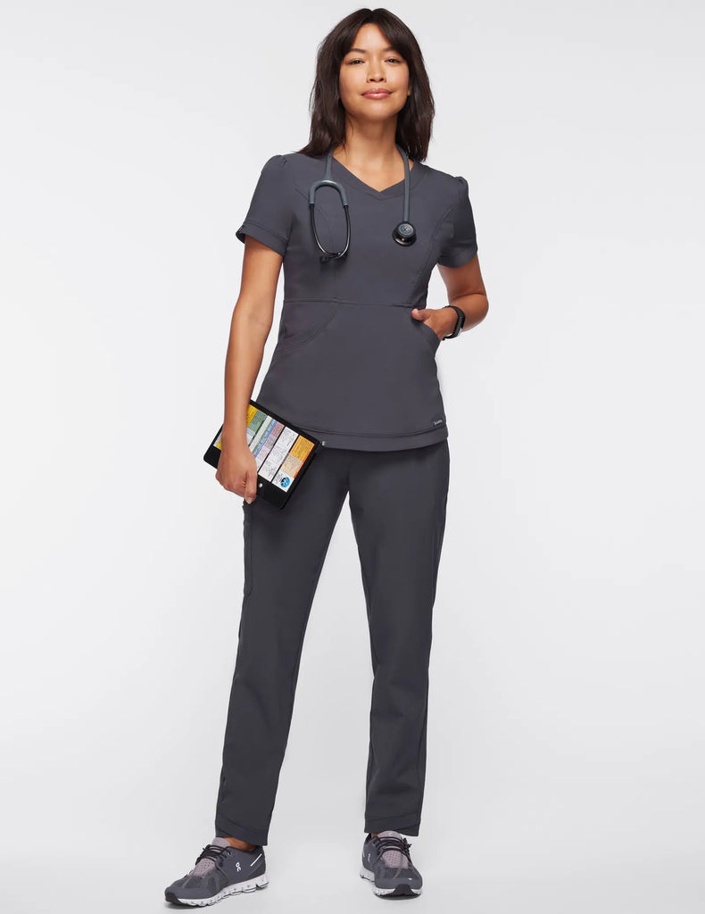 Jaanuu Scrubs Women's Tulip Scrub Top Slate | scrub-supply.com