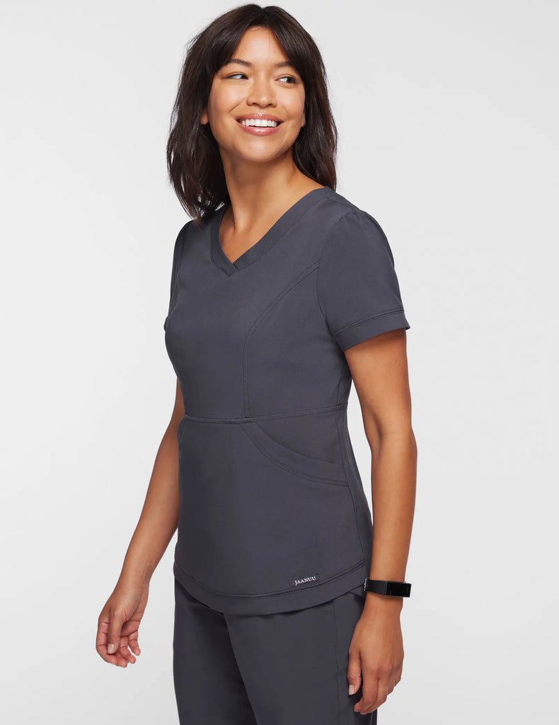 Jaanuu Scrubs Women's Tulip Scrub Top Slate | scrub-supply.com