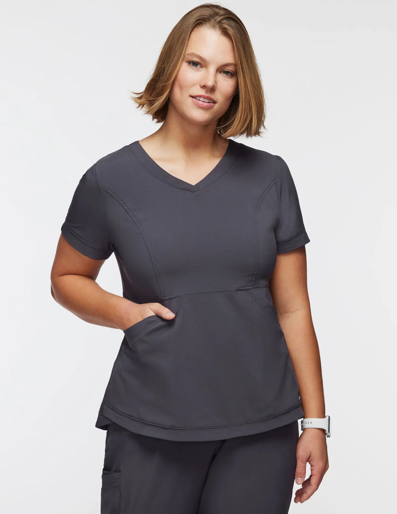 Jaanuu Scrubs Women's Tulip Scrub Top Slate | scrub-supply.com