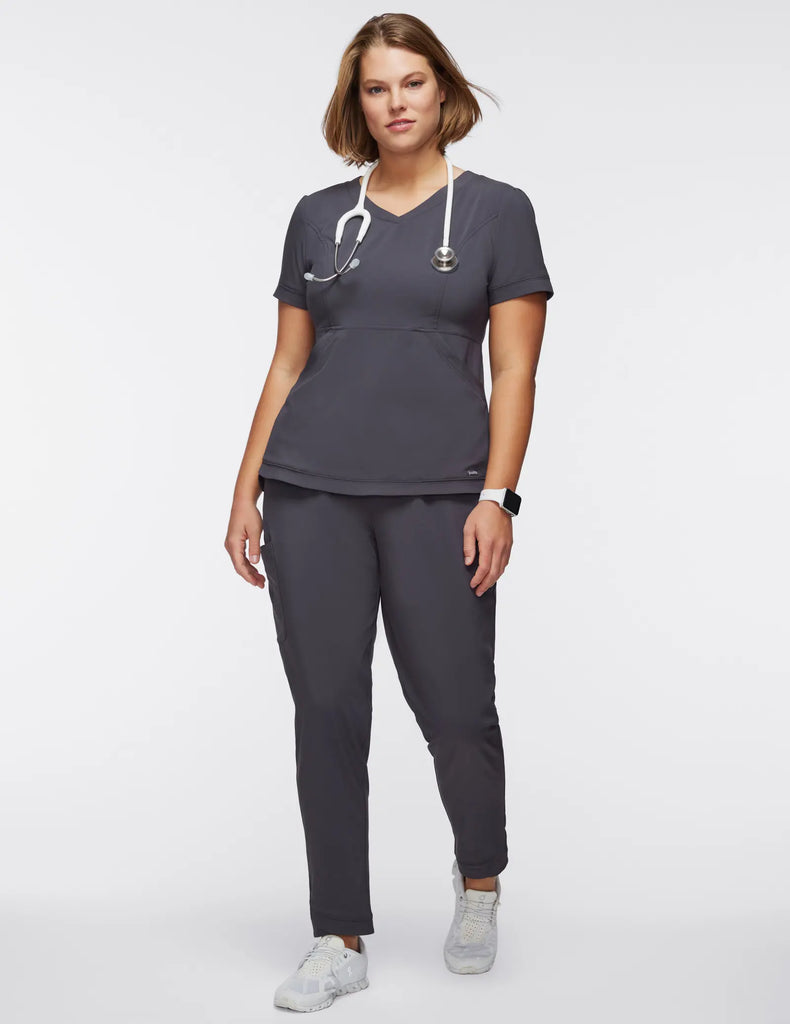 Jaanuu Scrubs Women's Tulip Scrub Top Slate | scrub-supply.com