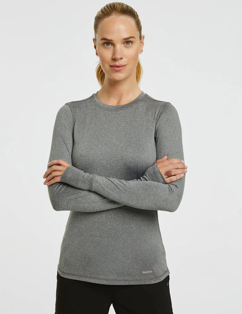 Jaanuu Scrubs Women's Tech Tee Underscrub Heather Gray | scrub-supply.com