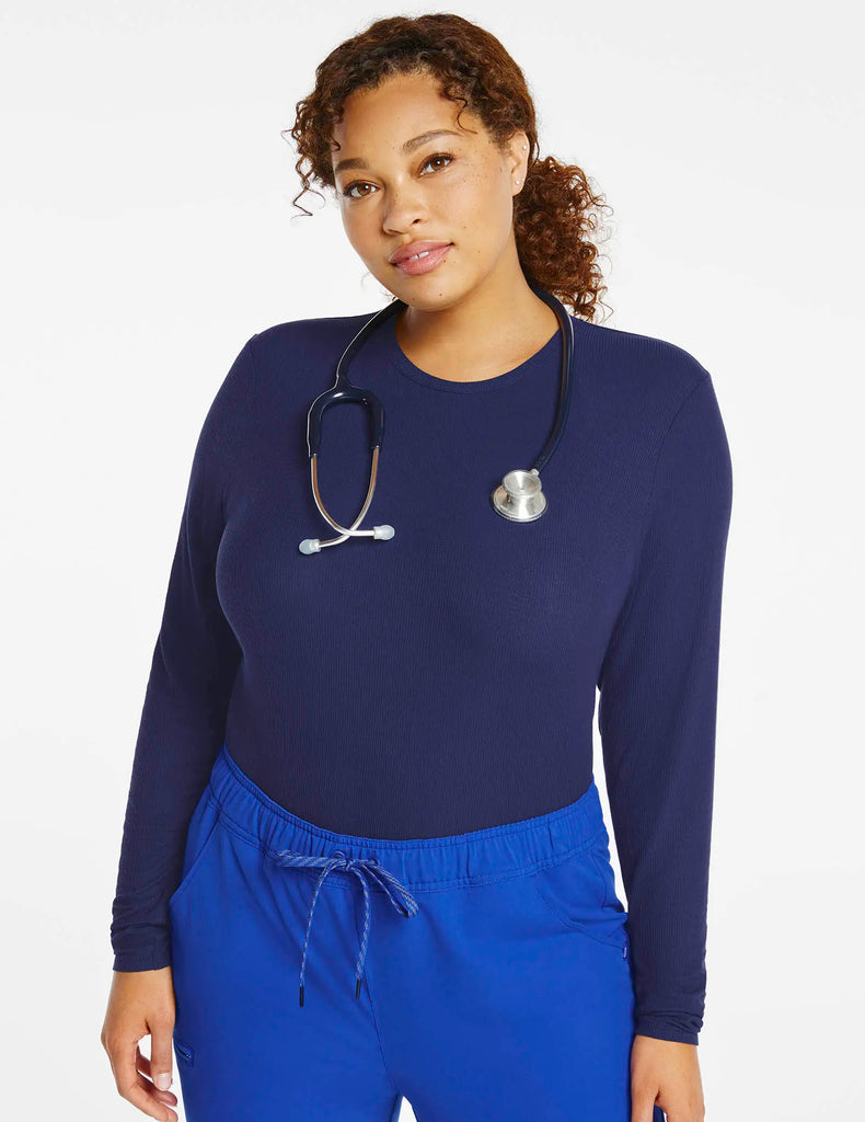 Jaanuu Scrubs Women's Microrib Underscrub Navy | scrub-supply.com