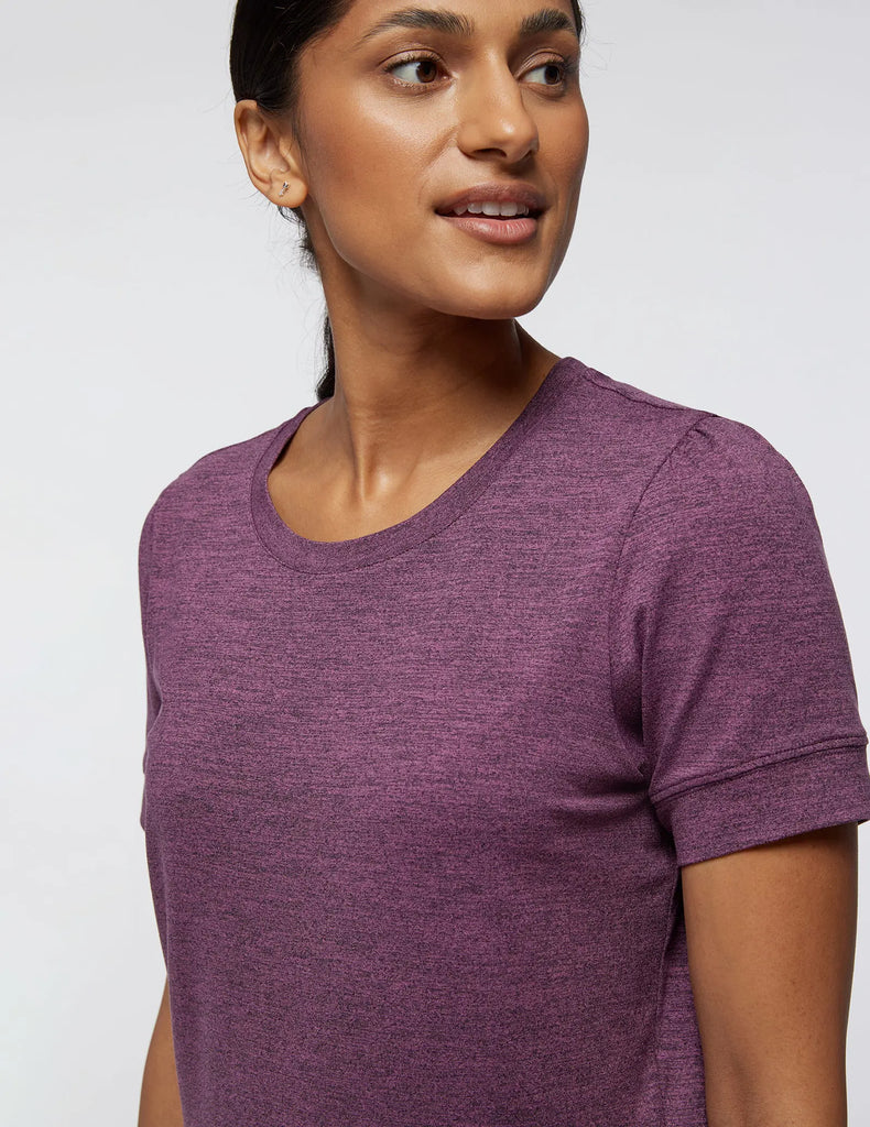 Jaanuu Scrubs Women's Puff-Sleeve Lounge Top Heather Blackberry | scrub-supply.com