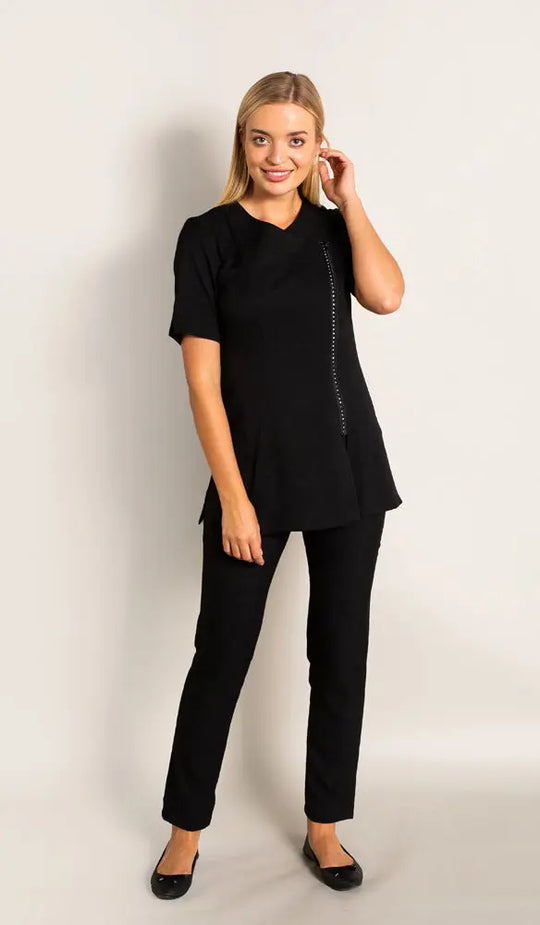 La Beeby Scrubs Women's Diamante Top Black | scrub-supply.com
