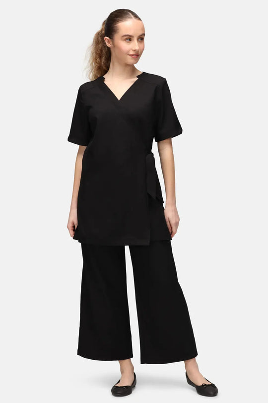 La Beeby Scrubs Women's Ivy Culotte Pants Black | scrub-supply.com