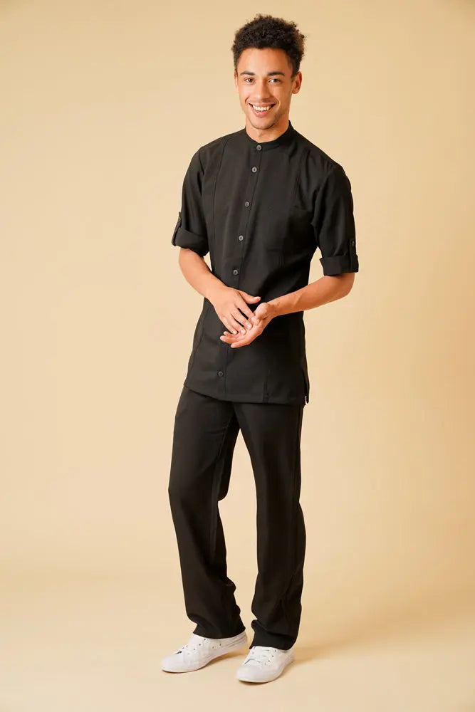 La Beeby Scrubs Men's Stephane Top Black | scrub-supply.com