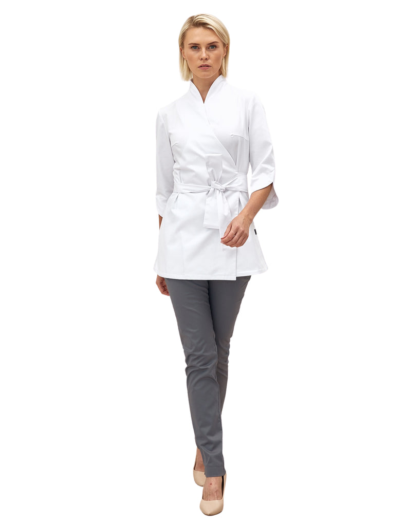 Treat in Style Scrubs Women's Swan Neck Top White | scrub-supply.com