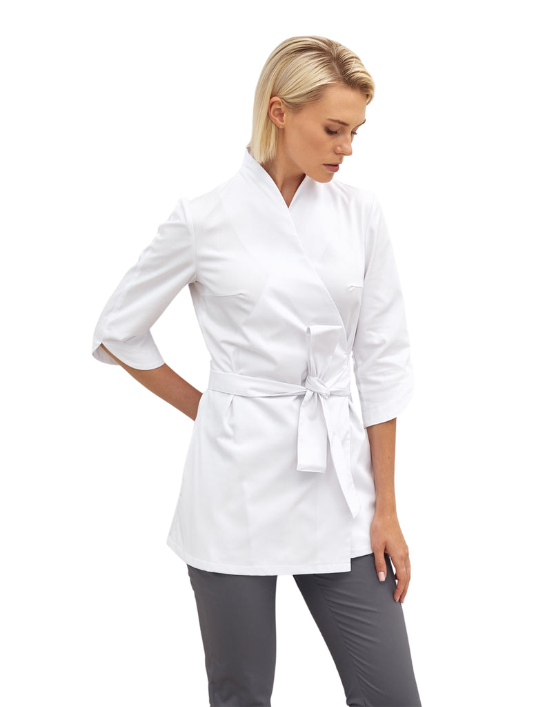 Treat in Style Scrubs Women's Swan Neck Top White | scrub-supply.com