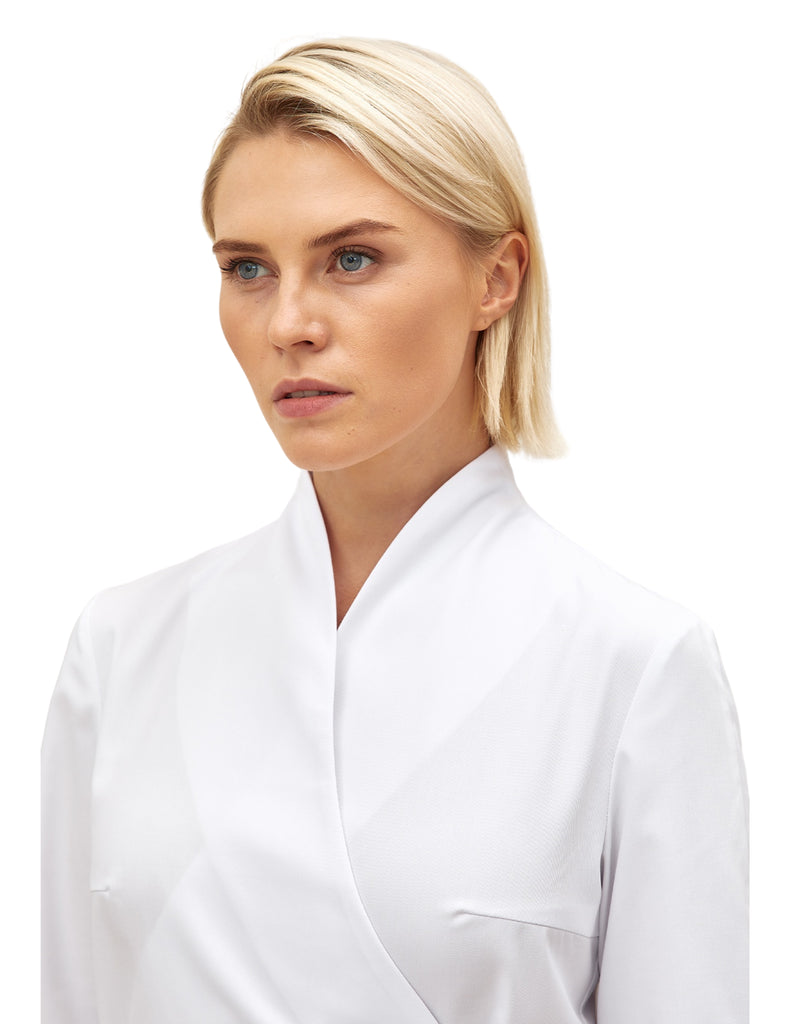 Treat in Style Scrubs Women's Swan Neck Top White | scrub-supply.com