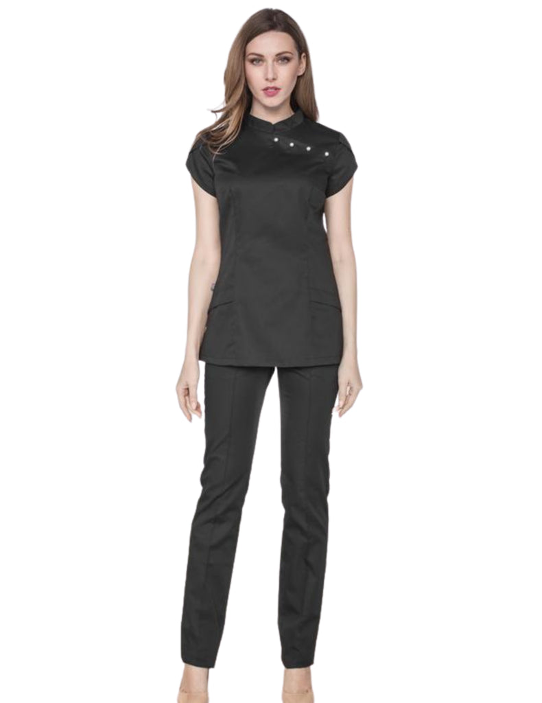 Treat in Style Scrubs Women's Pearls Blouse Black | scrub-supply.com