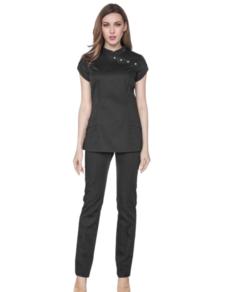 Treat in Style Scrubs Women's Pearls Blouse Black | scrub-supply.com