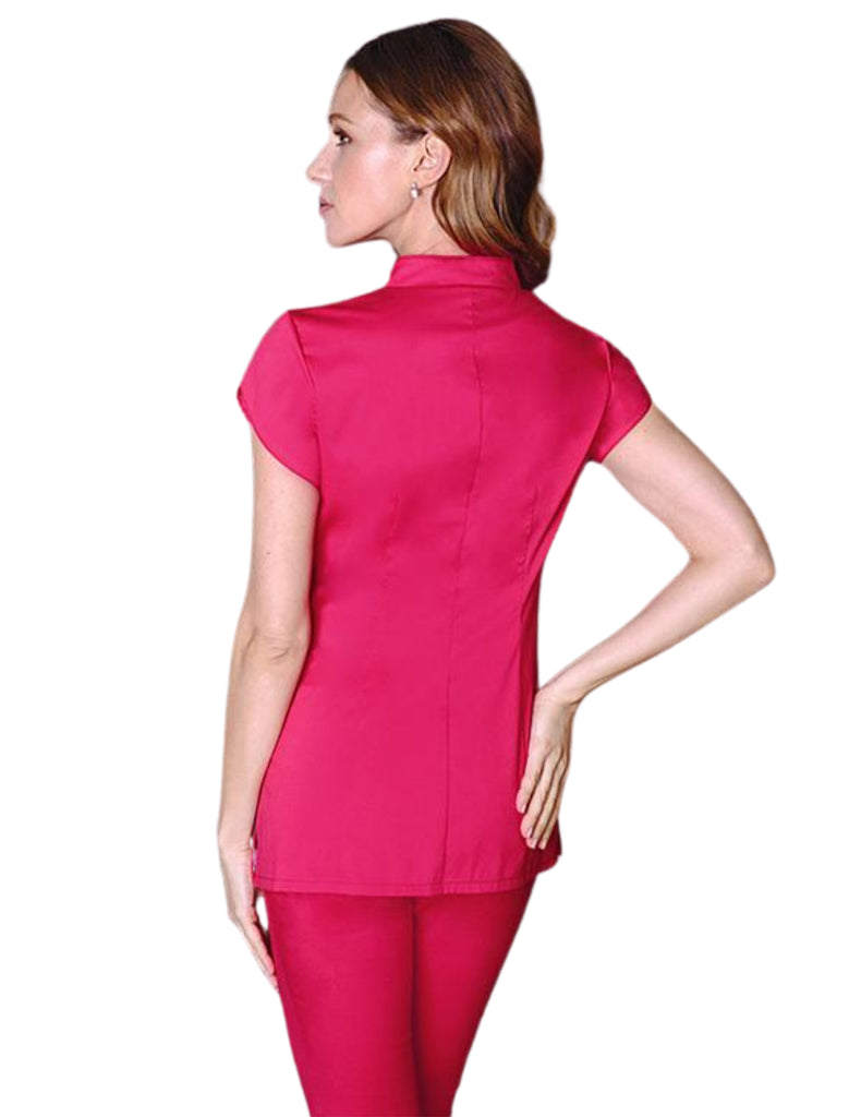 Treat in Style Scrubs Women's Pearls Blouse Burgundy | scrub-supply.com