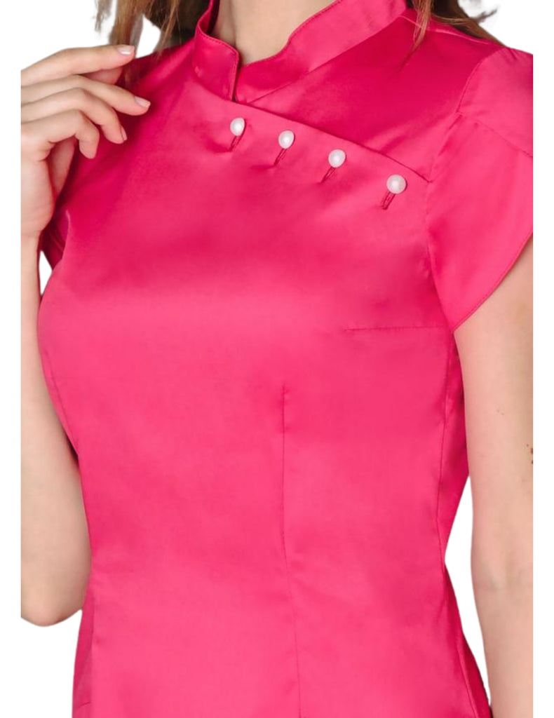 Treat in Style Scrubs Women's Pearls Blouse Burgundy | scrub-supply.com