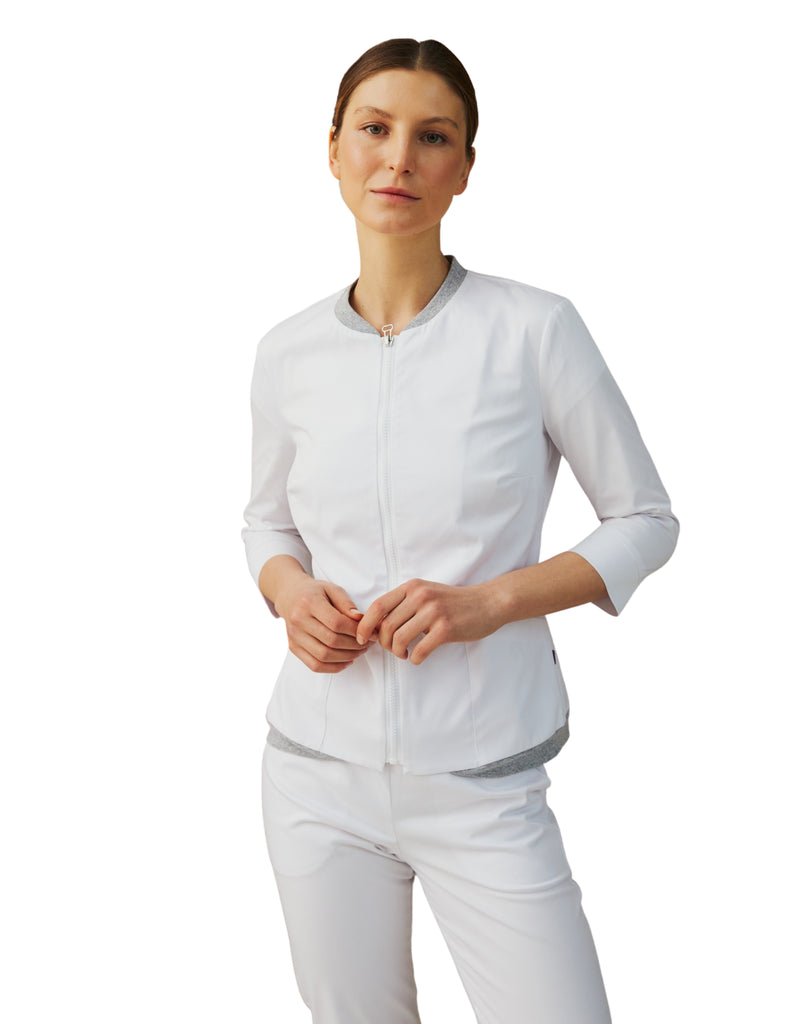 Treat in Style Scrubs Women's Bomber Jacket White | scrub-supply.com