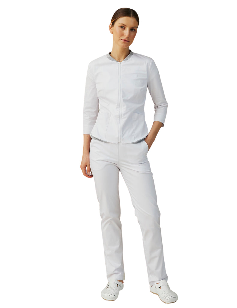 Treat in Style Scrubs Women's Bomber Jacket White | scrub-supply.com