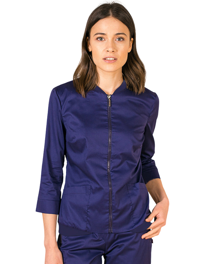 Treat in Style Scrubs Women's Bomber Jacket Blue | scrub-supply.com