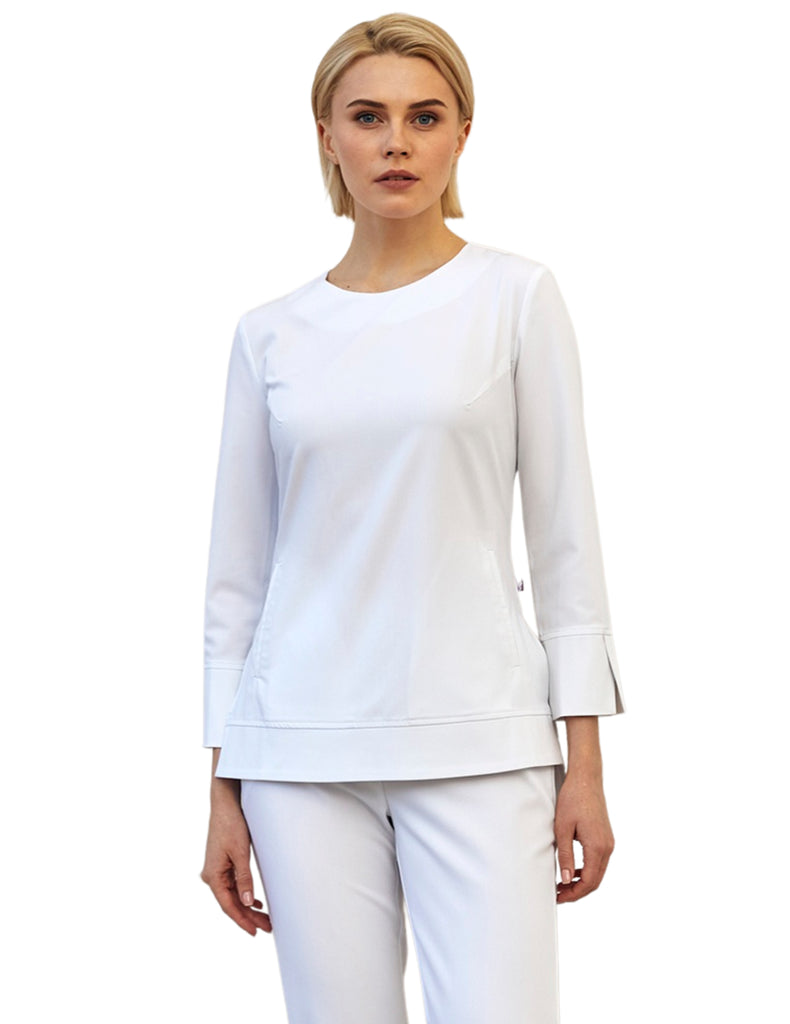 Treat in Style Scrubs Women's Classical Long-sleeve White | scrub-supply.com