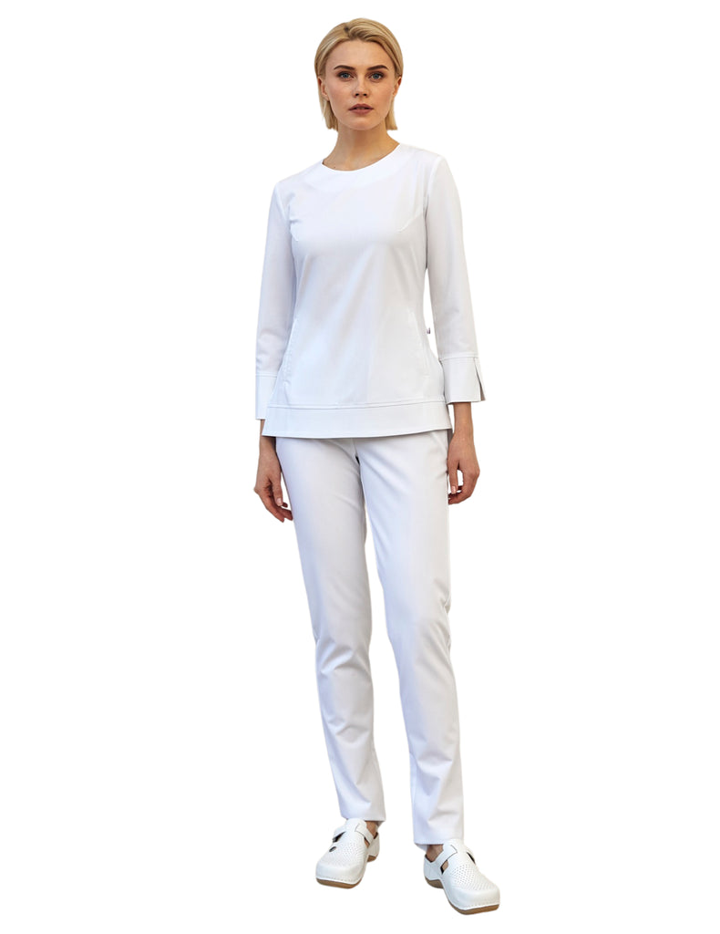 Treat in Style Scrubs Women's Classical Long-sleeve White | scrub-supply.com