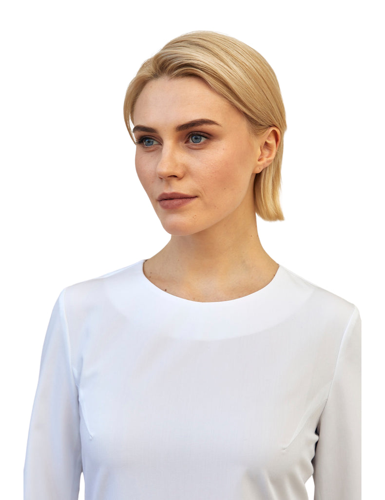 Treat in Style Scrubs Women's Classical Long-sleeve White | scrub-supply.com