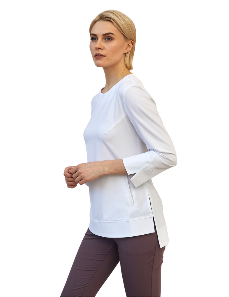 Treat in Style Scrubs Women's Classical Long-sleeve White | scrub-supply.com