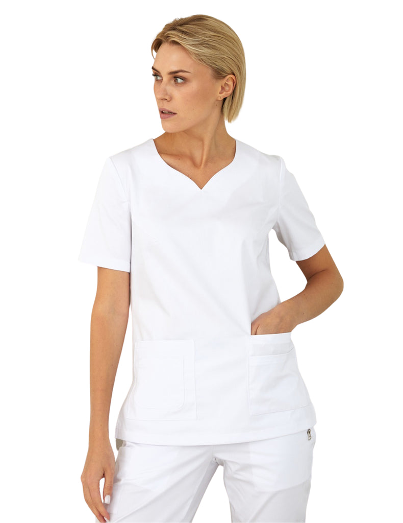 Treat in Style Scrubs Women's Medical Surgical Blouse White | scrub-supply.com