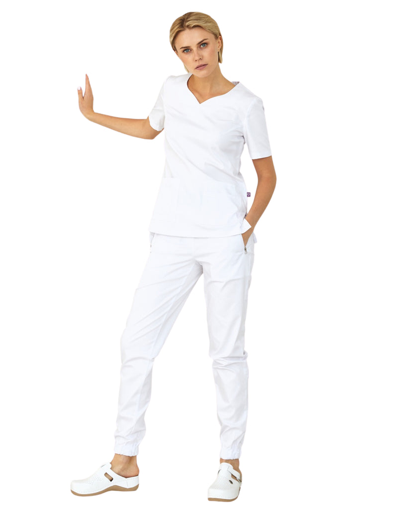 Treat in Style Scrubs Women's Medical Surgical Blouse White | scrub-supply.com