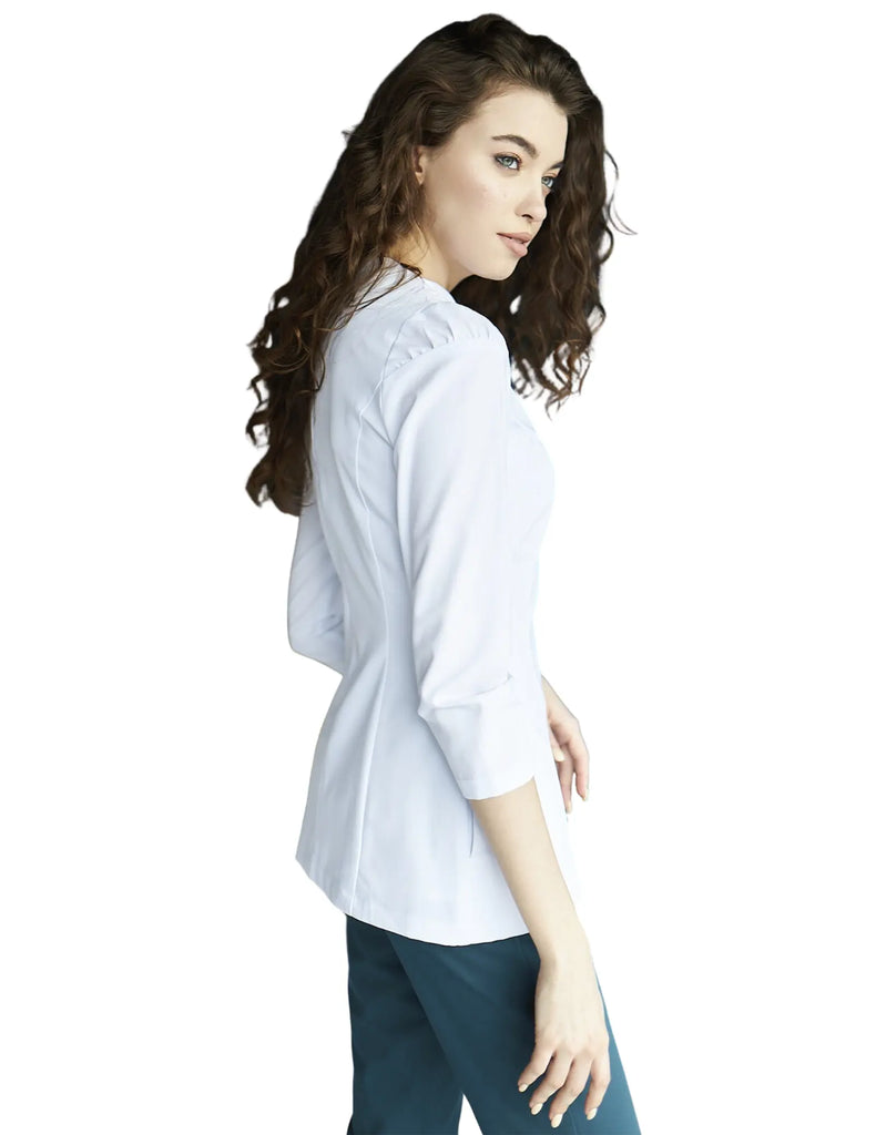 Treat in Style Scrubs Women's 3/4 Sleeve V Neck Medical Top White | scrub-supply.com