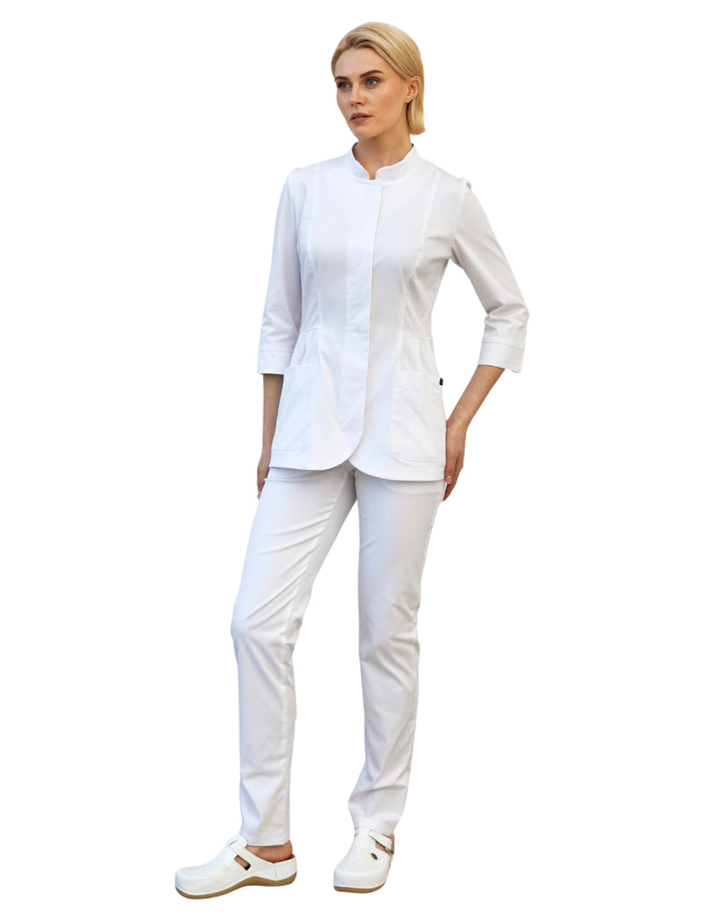 Treat in Style Scrubs Women's Elegant Lab Coat Short White | scrub-supply.com