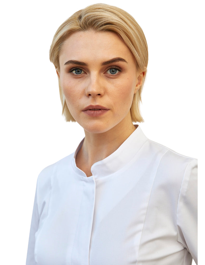 Treat in Style Scrubs Women's Elegant Lab Coat Short White | scrub-supply.com