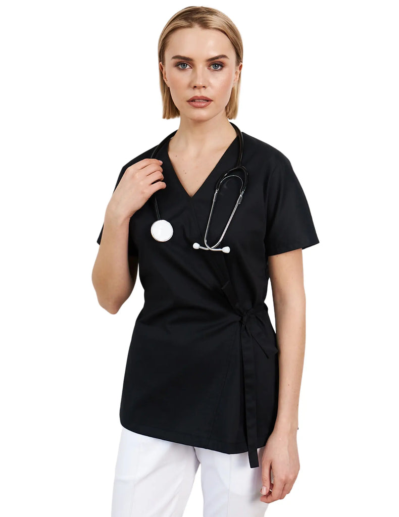 Treat in Style Scrubs Women's Short-Sleeve Medical Scrub Top Black | scrub-supply.com