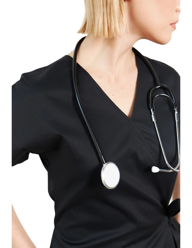 Treat in Style Scrubs Women's Short-Sleeve Medical Scrub Top Black | scrub-supply.com