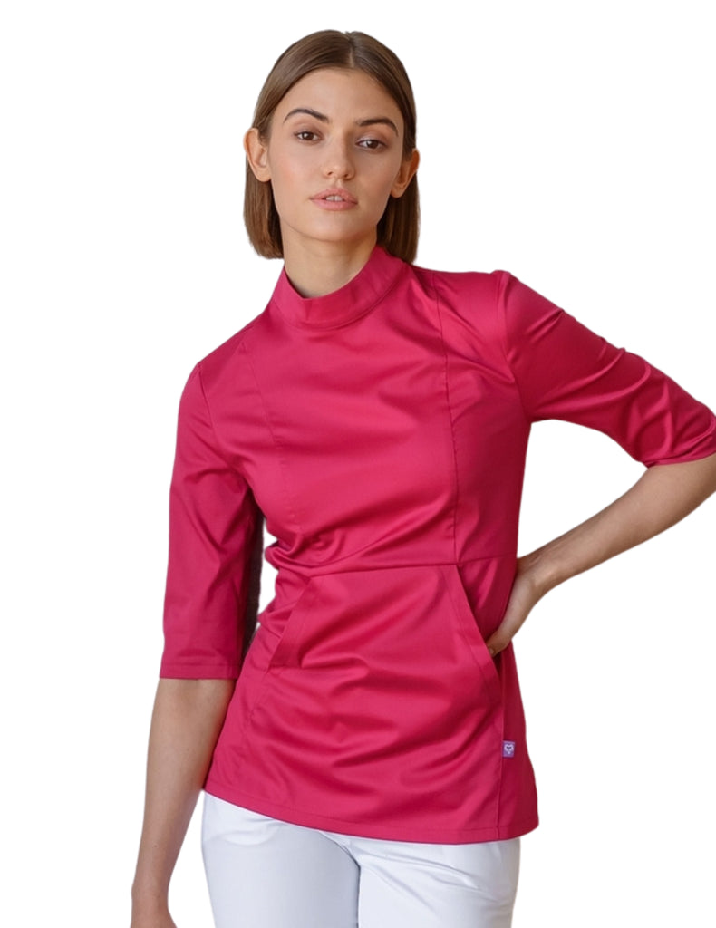 Treat in Style Scrubs Women's High Neck Top Burgundy | scrub-supply.com