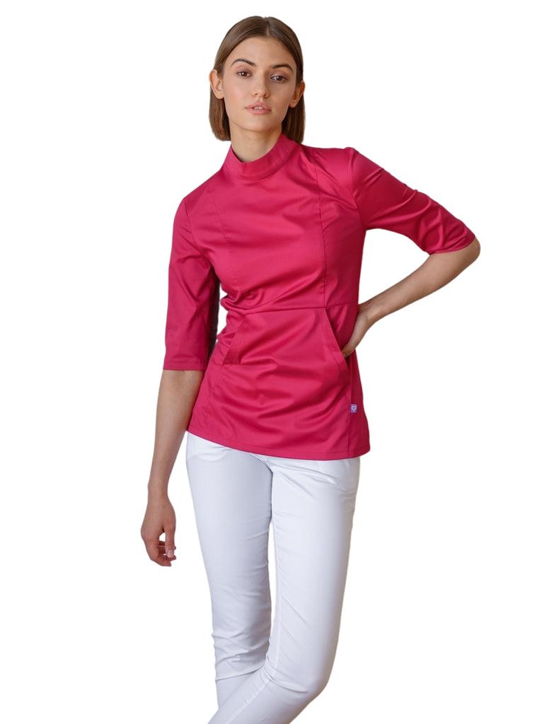 Treat in Style Scrubs Women's High Neck Top Burgundy | scrub-supply.com