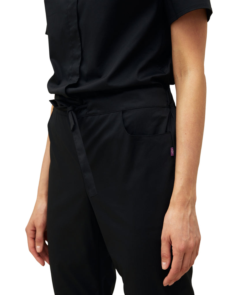 Treat in Style Scrubs Women's Sporty Jumpsuit Black | scrub-supply.com