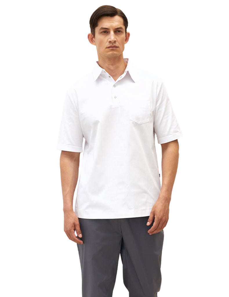 Treat in Style Scrubs Men's Medical Polo Sports Shirt White | scrub-supply.com