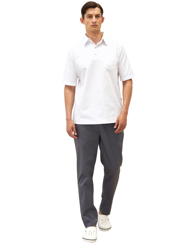 Treat in Style Scrubs Men's Medical Polo Sports Shirt White | scrub-supply.com