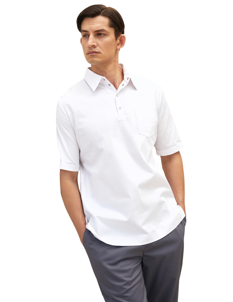 Treat in Style Scrubs Men's Medical Polo Sports Shirt White | scrub-supply.com