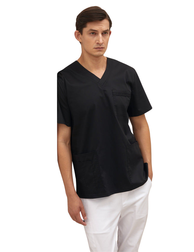 Treat in Style Scrubs Men's Basic Top Black | scrub-supply.com