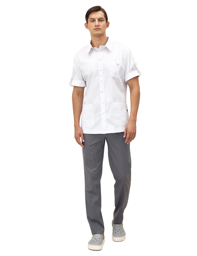 Treat in Style Scrubs Men's Buttoned Shirt White | scrub-supply.com