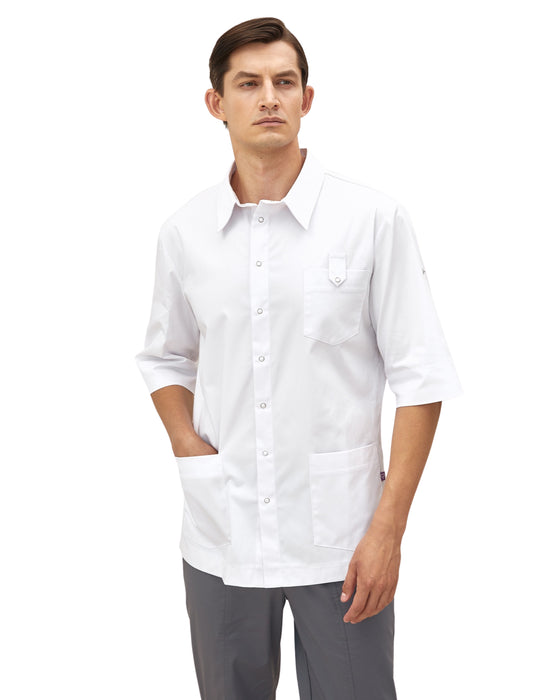 Treat in Style Scrubs Men's Buttoned Shirt White | scrub-supply.com