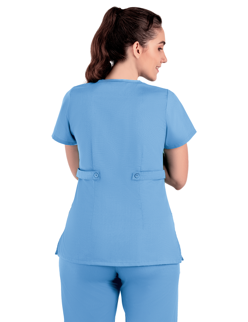 Life Threads Scrubs Women’s Classic Mock Wrap Scrub Top Ceil Blue | scrub-supply.com