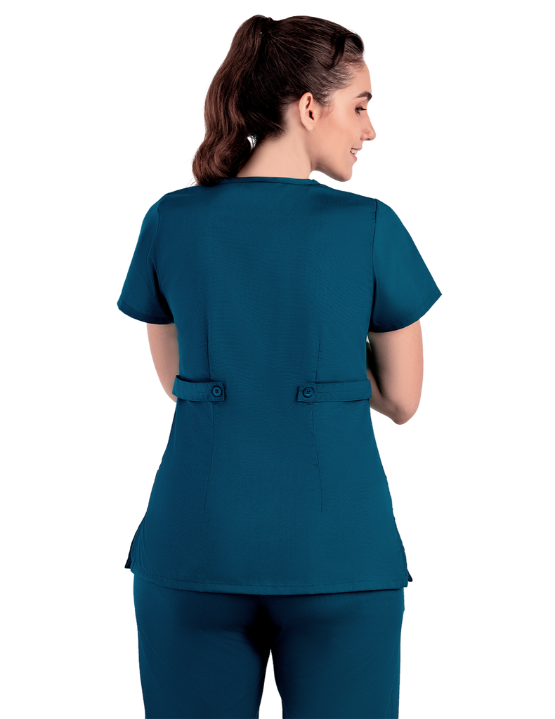 Life Threads Scrubs Women’s Classic Mock Wrap Scrub Top Caribbean Blue | scrub-supply.com