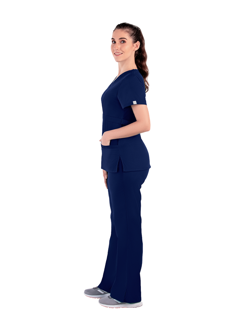 Life Threads Scrubs Women’s Classic Mock Wrap Scrub Top Navy Blue | scrub-supply.com