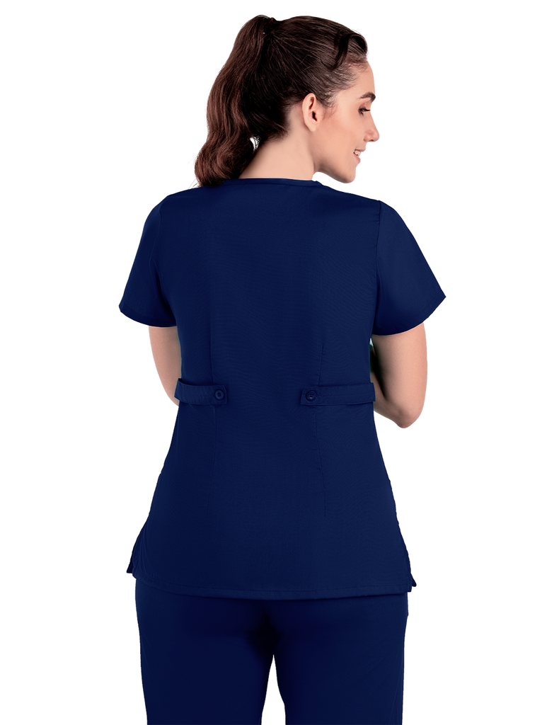 Life Threads Scrubs Women’s Classic Mock Wrap Scrub Top Navy Blue | scrub-supply.com