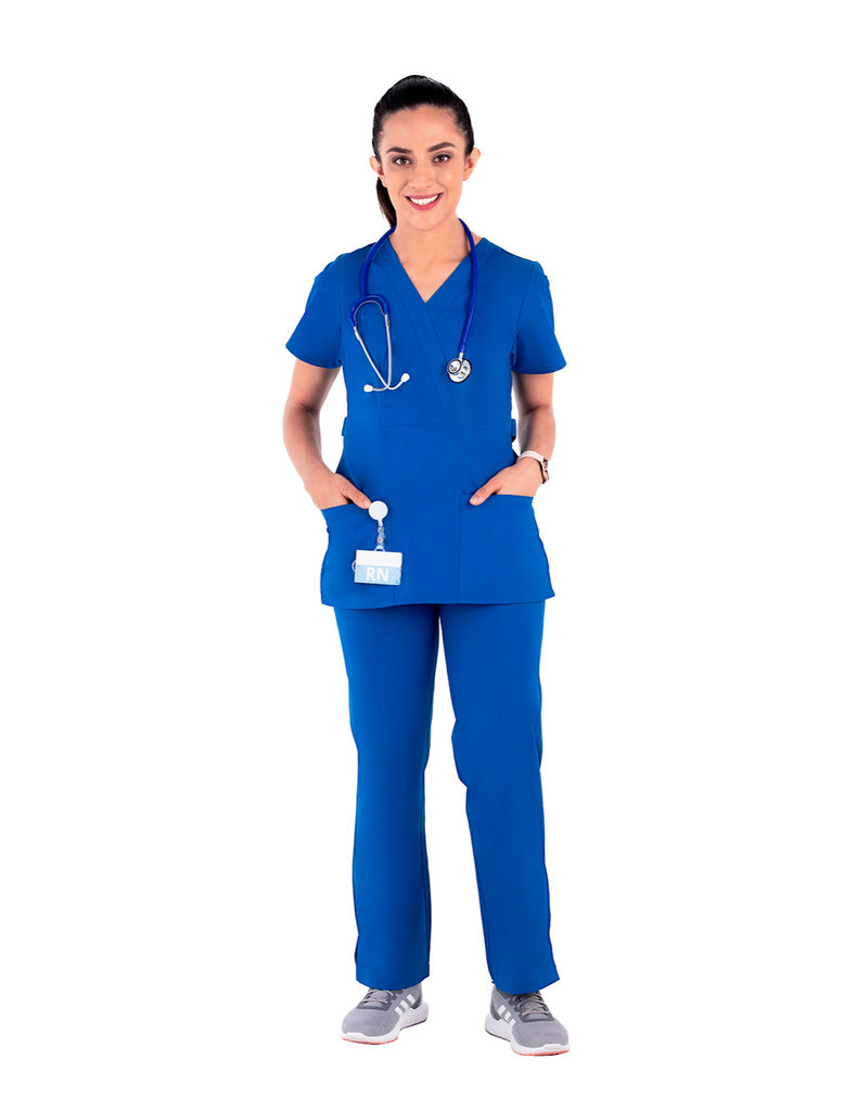 Life Threads Scrubs Women’s Classic Mock Wrap Scrub Top Royal Blue | scrub-supply.com