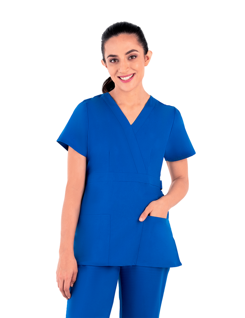 Life Threads Scrubs Women’s Classic Mock Wrap Scrub Top Royal Blue | scrub-supply.com