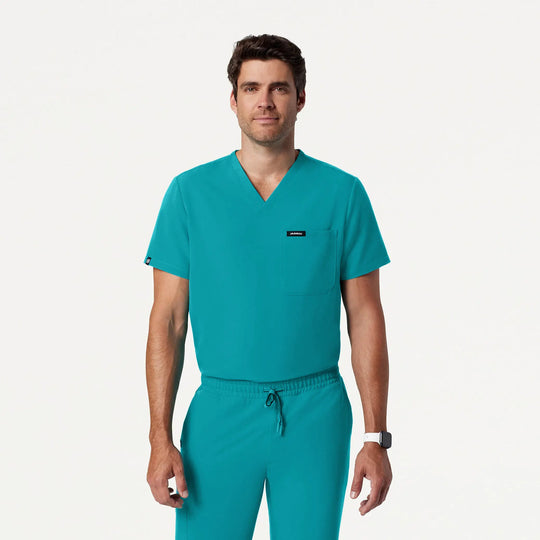 Jaanuu Scrubs Men's Holmes Everyday 1-Pocket Scrub Top Teal | scrub-supply.com