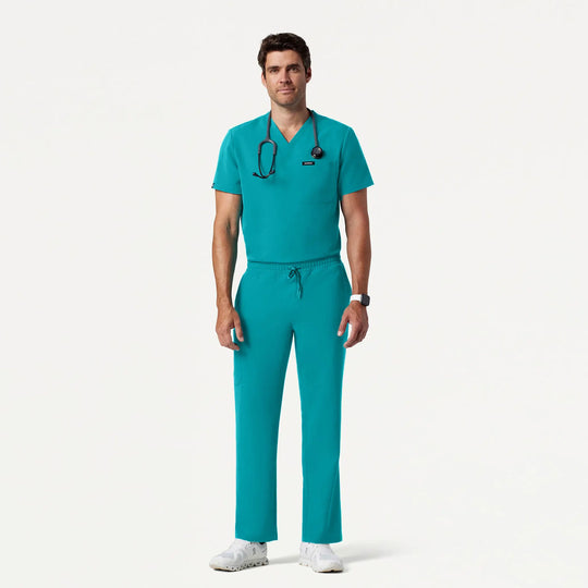 Jaanuu Scrubs Men's Holmes Everyday 1-Pocket Scrub Top Teal | scrub-supply.com
