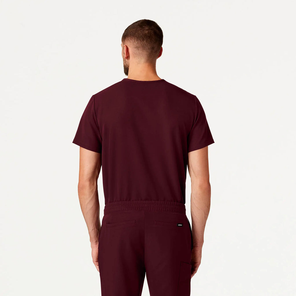 Jaanuu Scrubs Men's Holmes Everyday 1-Pocket Scrub Top Burgundy | scrub-supply.com