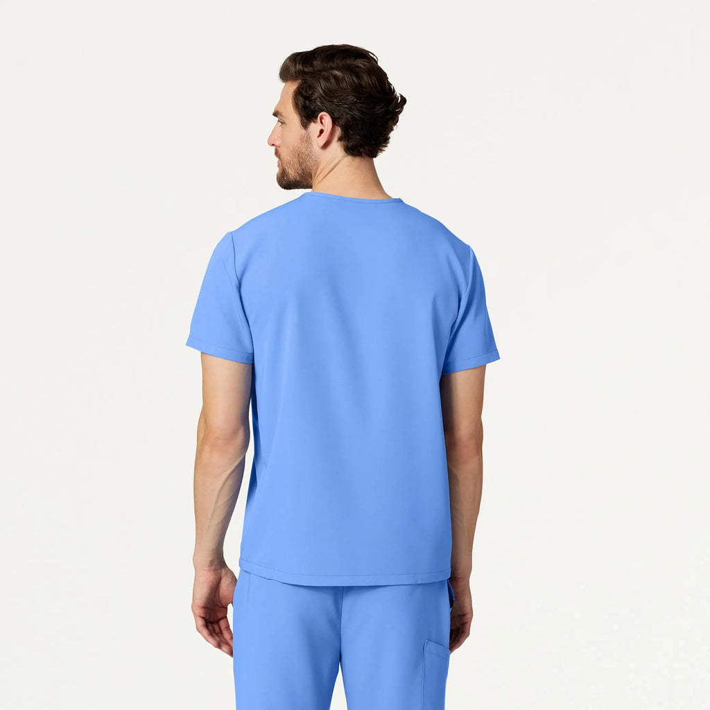 Jaanuu Scrubs Men's Holmes Everyday 1-Pocket Scrub Top Ceil Blue | scrub-supply.com